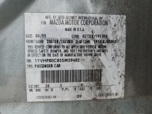 Photo 10 from auction – 2005 MAZDA 6 I with VIN 1YVHP80C855M59482