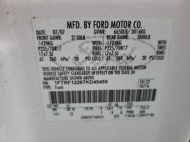 Photo 10 from auction – 2007 FORD F150 with VIN 1FTRF12267KD45459