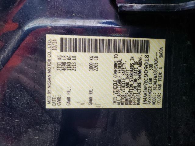 Photo 10 from auction – 2014 NISSAN MAXIMA S with VIN 1N4AA5AP7EC909018