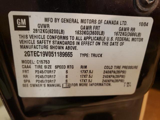 Photo 10 from auction – 2005 GMC NEW SIERRA with VIN 2GTEC19V051189665