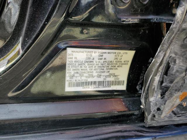 Photo 10 from auction – 2006 NISSAN ALTIMA SE with VIN 1N4BL11EX6C190449