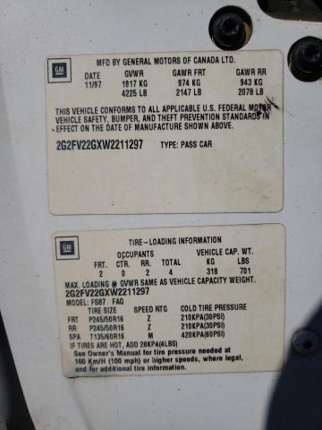 Photo 10 from auction – 1998 PONTIAC FIREBIRD with VIN 2G2FV22GXW2211297