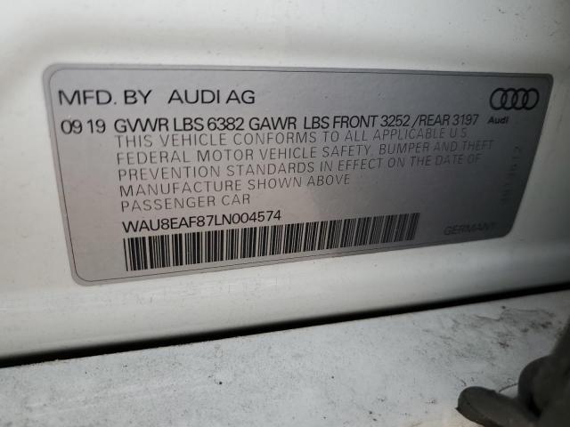 Photo 10 from auction – 2020 AUDI A8 L with VIN WAU8EAF87LN004574