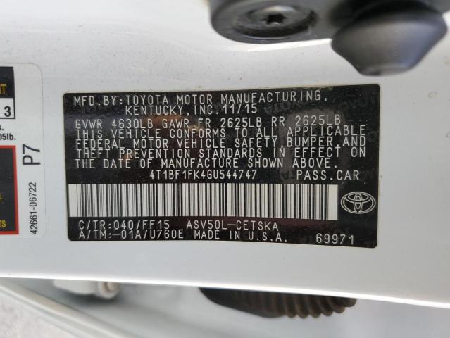 Photo 10 from auction – 2016 TOYOTA CAMRY LE with VIN 4T1BF1FK4GU544747