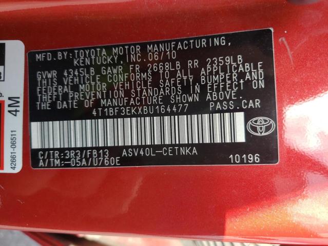 Photo 10 from auction – 2011 TOYOTA CAMRY BASE with VIN 4T1BF3EKXBU164477