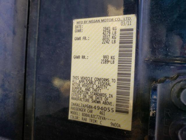 Photo 10 from auction – 2011 NISSAN ALTIMA BAS with VIN 1N4AL2AP6BN494055