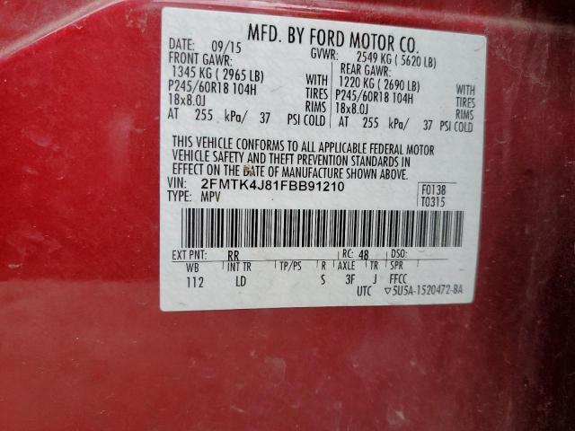 Photo 10 from auction – 2015 FORD EDGE SEL with VIN 2FMTK4J81FBB91210