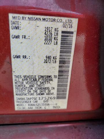 Photo 10 from auction – 2016 NISSAN ALTIMA 2.5 with VIN 1N4AL3AP7GC175269