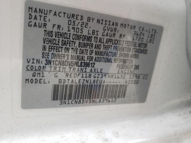 Photo 10 from auction – 2022 NISSAN VERSA S with VIN 3N1CN8DV5NL839612