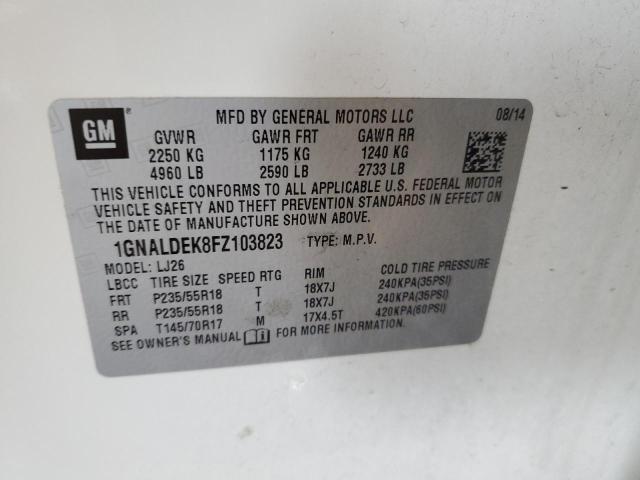 Photo 10 from auction – 2015 CHEVROLET EQUINOX LT with VIN 1GNALDEK8FZ103823