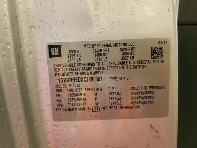 Photo 10 from auction – 2012 GMC ACADIA SLT with VIN 1GKKRREDXCJ280351
