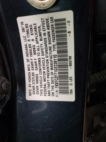 Photo 10 from auction – 2016 HONDA CIVIC EX with VIN 19XFC2F71GE239110