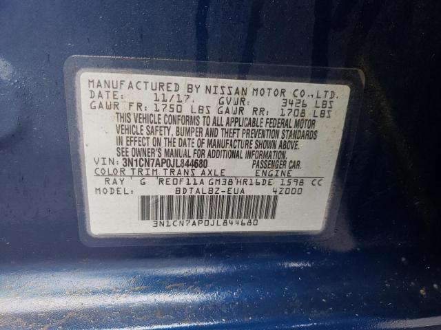Photo 10 from auction – 2018 NISSAN VERSA S with VIN 3N1CN7AP0JL844680