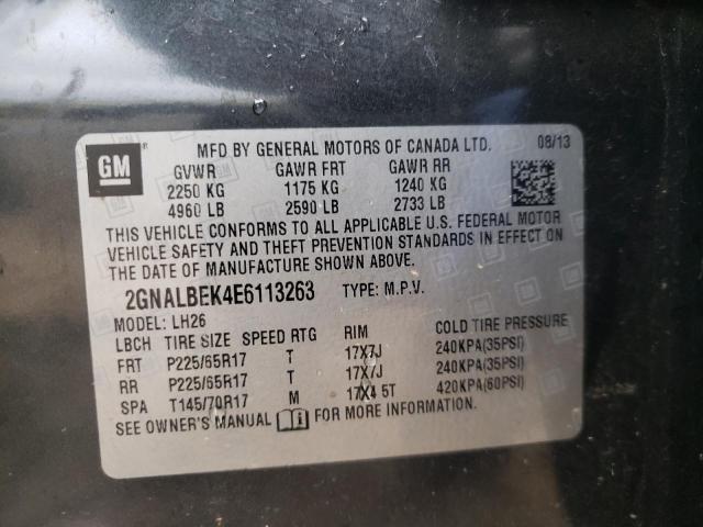 Photo 10 from auction – 2014 CHEVROLET EQUINOX LT with VIN 2GNALBEK4E6113263