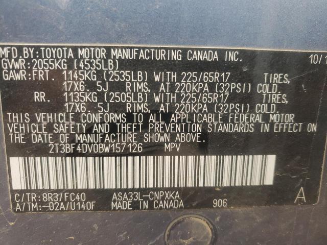 Photo 10 from auction – 2011 TOYOTA RAV4 with VIN 2T3BF4DV0BW157126