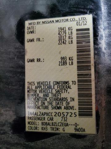 Photo 10 from auction – 2012 NISSAN ALTIMA BAS with VIN 1N4AL2APXCC205725