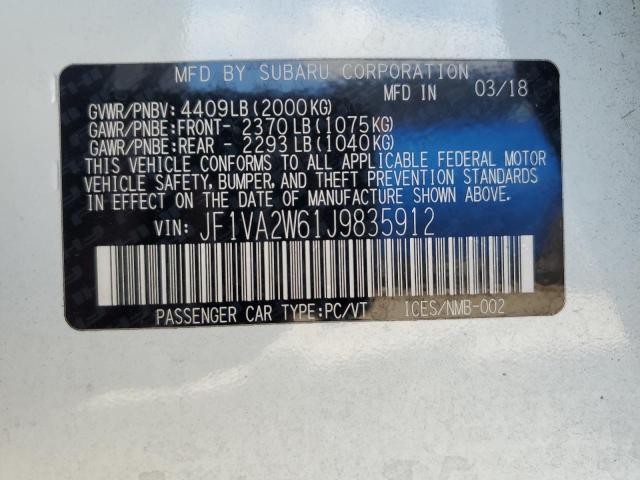 Photo 10 from auction – 2018 SUBARU WRX STI LI with VIN JF1VA2W61J9835912