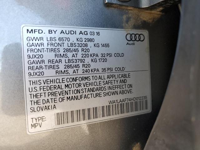 Photo 10 from auction – 2017 AUDI Q7 PREMIUM with VIN WA1LAAF74HD012235