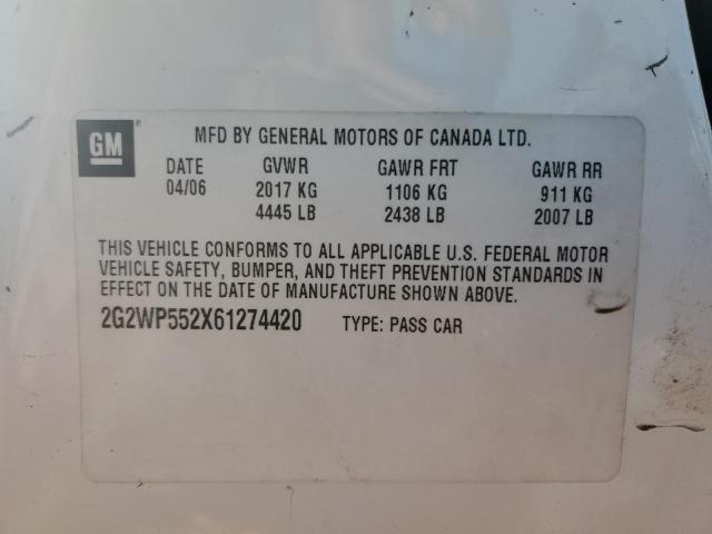 Photo 10 from auction – 2006 PONTIAC GRAND PRIX with VIN 2G2WP552X61274420