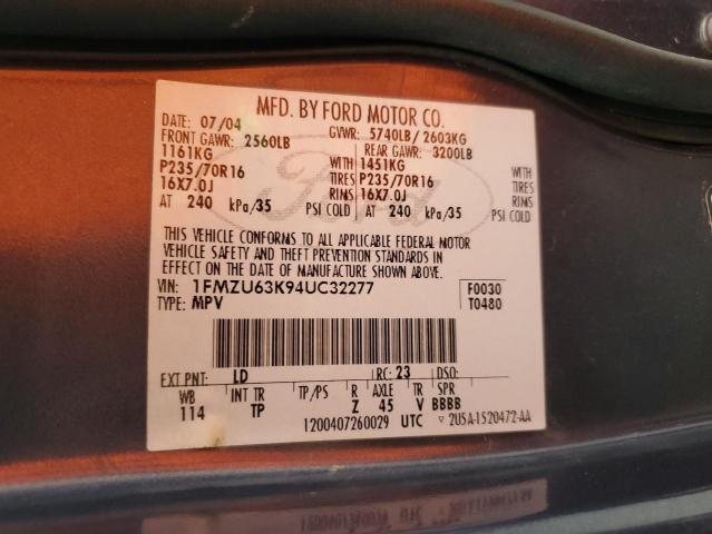 Photo 10 from auction – 2004 FORD EXPLORER X with VIN 1FMZU63K94UC32277