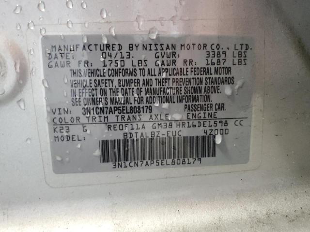 Photo 10 from auction – 2014 NISSAN VERSA S with VIN 3N1CN7AP5EL808179
