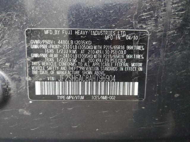Photo 10 from auction – 2010 SUBARU FORESTER 2 with VIN JF2SH6AC8AH796904