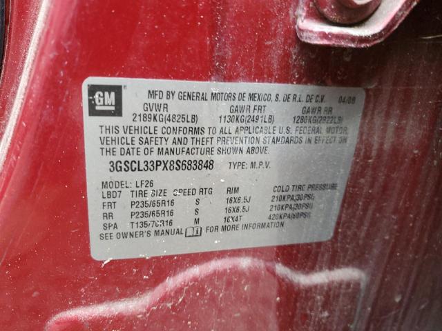 Photo 10 from auction – 2008 SATURN VUE XE with VIN 3GSCL33PX8S683848