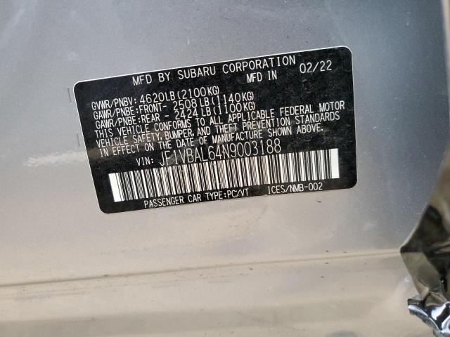 Photo 10 from auction – 2022 SUBARU WRX LIMITE with VIN JF1VBAL64N9003188