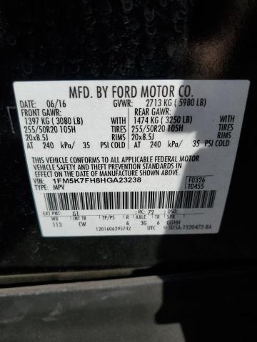 Photo 10 from auction – 2017 FORD EXPLORER L with VIN 1FM5K7FH8HGA23238