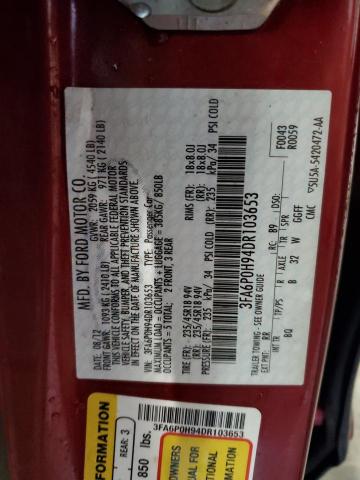 Photo 10 from auction – 2013 FORD FUSION SE with VIN 3FA6P0H94DR103653