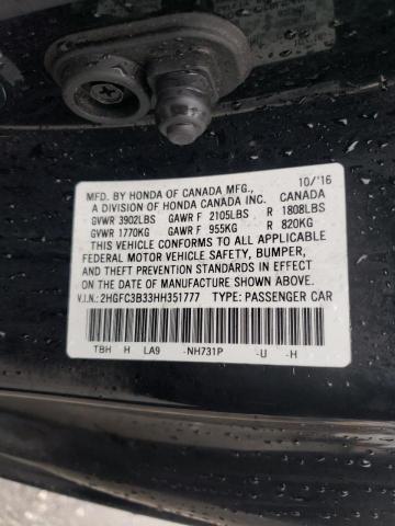 Photo 10 from auction – 2017 HONDA CIVIC EX with VIN 2HGFC3B33HH351777