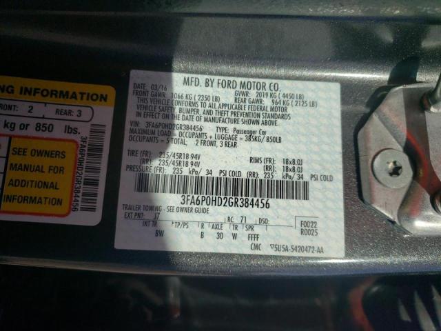 Photo 10 from auction – 2016 FORD FUSION SE with VIN 3FA6P0HD2GR384456
