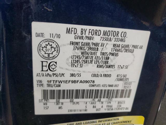 Photo 10 from auction – 2011 FORD F150 SUPER with VIN 1FTFW1EF9BFA09078