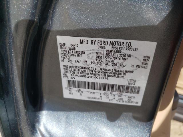 Photo 10 from auction – 2012 FORD ESCAPE LIM with VIN 1FMCU0EG1CKC76716