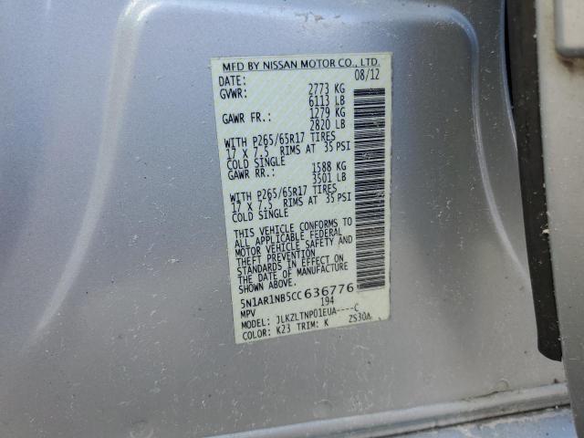 Photo 10 from auction – 2012 NISSAN PATHFINDER with VIN 5N1AR1NB5CC636776