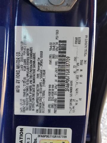 Photo 10 from auction – 2016 FORD FUSION S with VIN 3FA6P0G71GR187709