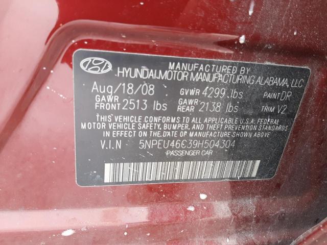 Photo 10 from auction – 2009 HYUNDAI SONATA SE with VIN 5NPEU46C39H504304