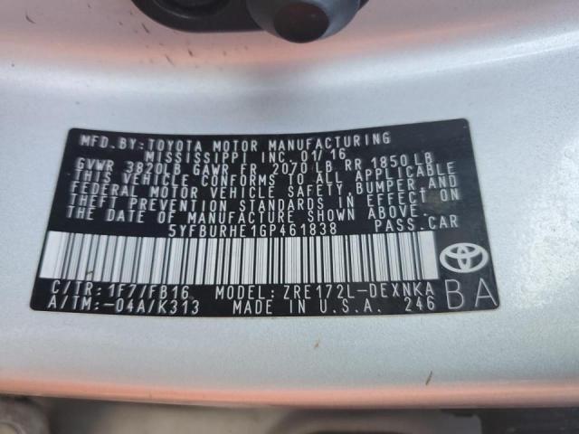 Photo 10 from auction – 2016 TOYOTA COROLLA L with VIN 5YFBURHE1GP461838