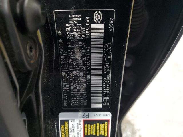 Photo 10 from auction – 2012 TOYOTA CAMRY BASE with VIN 4T1BF1FK1CU163142