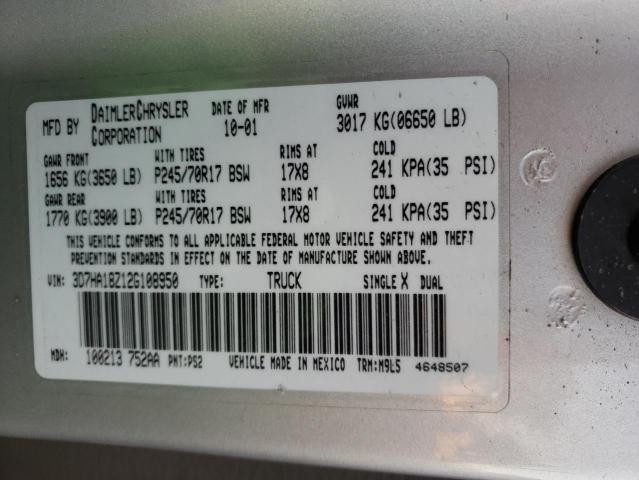 Photo 10 from auction – 2002 DODGE RAM 1500 with VIN 3D7HA18Z12G108950