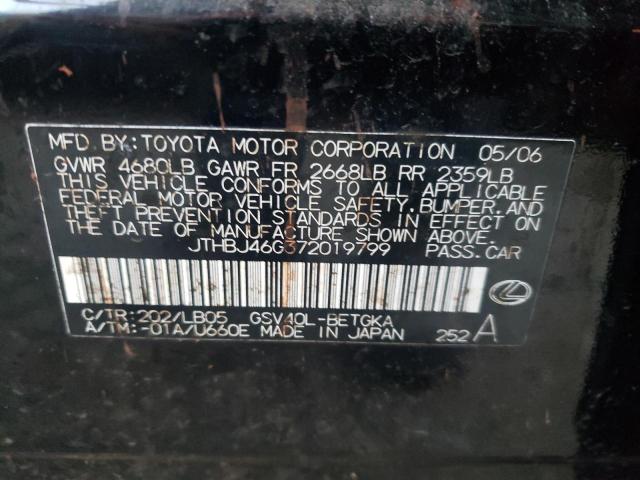 Photo 10 from auction – 2007 LEXUS ES 350 with VIN JTHBJ46G372019799