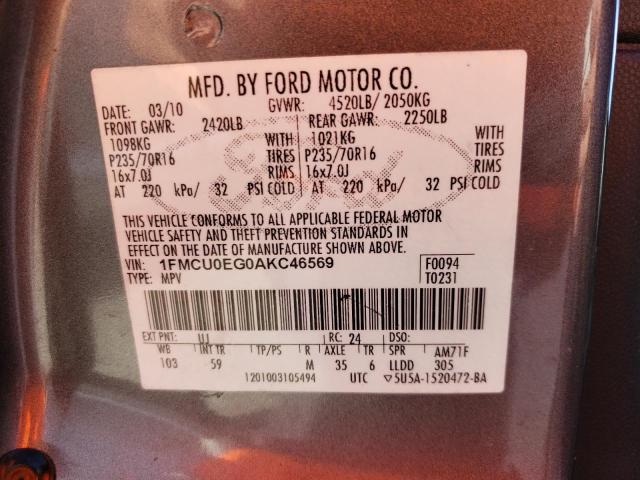 Photo 14 from auction – 2010 FORD ESCAPE LIM with VIN 1FMCU0EG0AKC46569