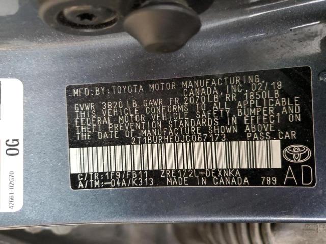 Photo 10 from auction – 2018 TOYOTA COROLLA L with VIN 2T1BURHE0JC067173