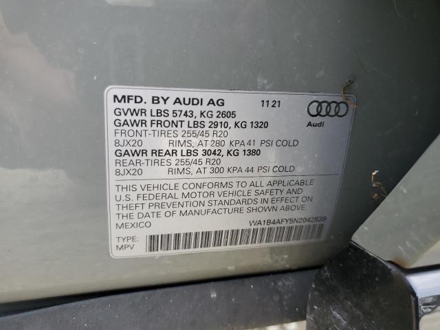 Photo 10 from auction – 2022 AUDI SQ5 PREMIU with VIN WA1B4AFY5N2042539