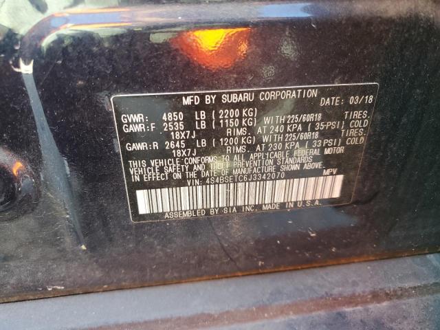 Photo 10 from auction – 2018 SUBARU OUTBACK TO with VIN 4S4BSETC6J3342070