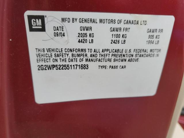 Photo 10 from auction – 2005 PONTIAC GRAND PRIX with VIN 2G2WP522551171683