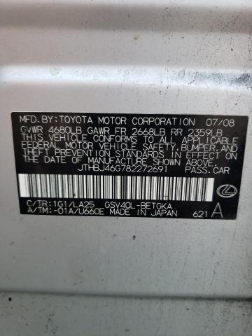 Photo 10 from auction – 2008 LEXUS ES 350 with VIN JTHBJ46G782272691