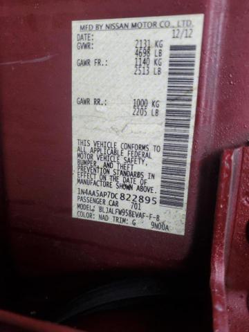 Photo 10 from auction – 2013 NISSAN MAXIMA S with VIN 1N4AA5AP7DC822895