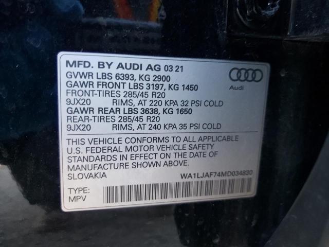 Photo 10 from auction – 2021 AUDI Q7 PREMIUM with VIN WA1LJAF74MD034830