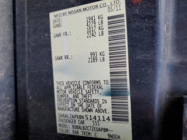 Photo 10 from auction – 2011 NISSAN ALTIMA BAS with VIN 1N4AL2APXBN514114